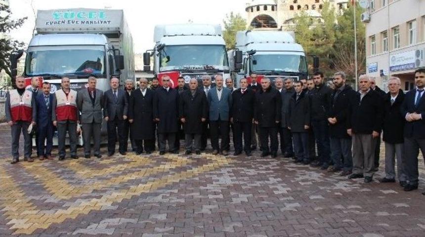 Adıyaman M&uuml;ft&uuml;l&uuml;ğ&uuml;nden Suriyelilere 3 Tır Dolusu Yardım G&ouml;nderildi