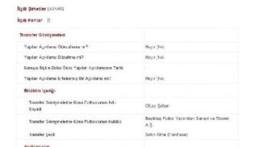 Trabzonspor Olcay&rsquo;I Kap&rsquo;A Bildirdi