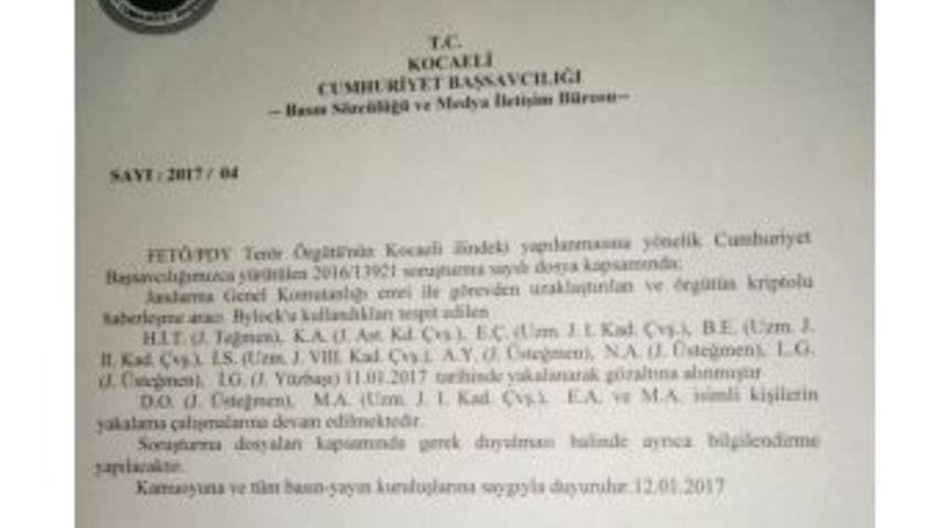 Kocaeli&rsquo;de Bylock Kullanan 9 R&uuml;tbeli Asker G&ouml;zaltına Alındı