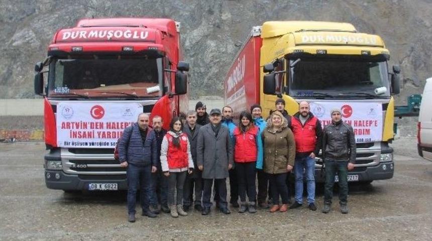 Artvin&rsquo;den Halep&rsquo;e Yardım Tır&rsquo;ları Yola &Ccedil;ıktı