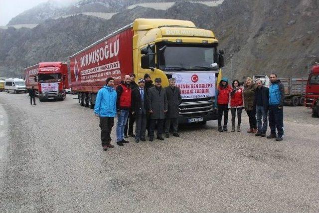 Artvin’den Halep’e Yardım Tır’ları Yola Çıktı