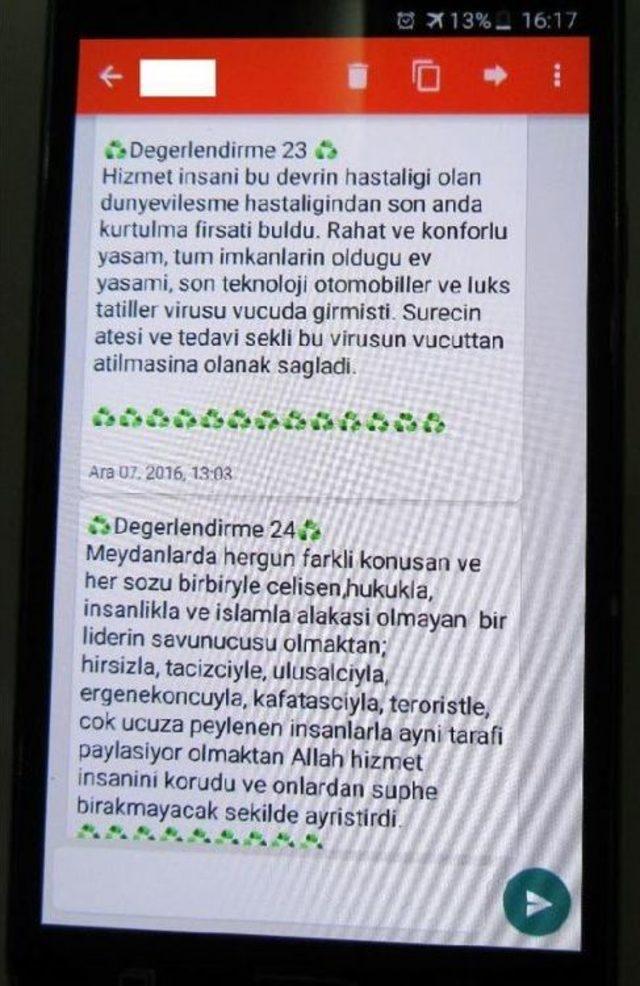 Fetö'den Tutuklanan Kişinin Telefonunda Ilginç Mesajlaşmalar