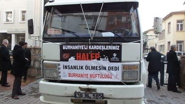 Burhaniye’de Halep’e Yardım Gönderildi