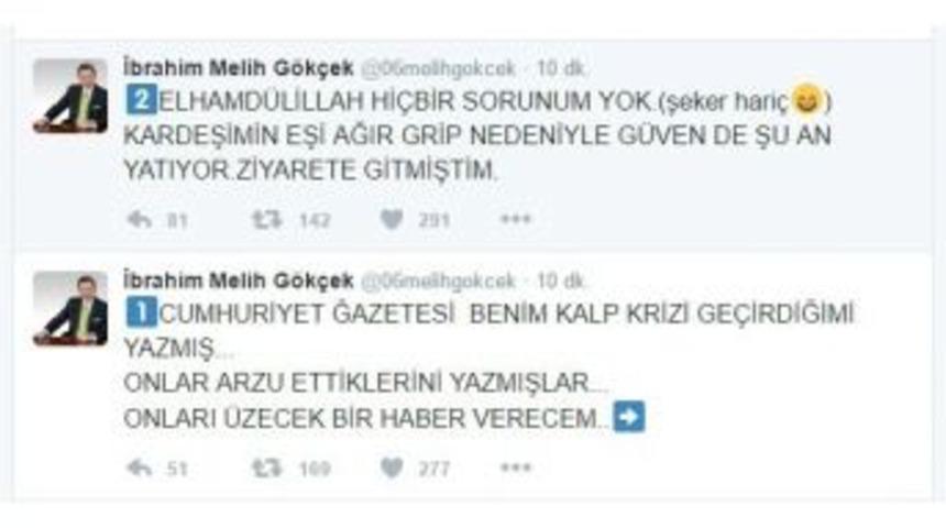 G&ouml;k&ccedil;ek&rsquo;ten, &rsquo;kalp Krizi Ge&ccedil;irdiği&rsquo; İddiasına Yanıt