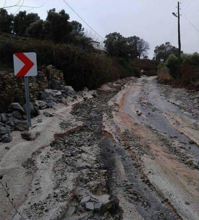 Milas’ta Aşırı Yağışlar Yollara Zarar Verdi