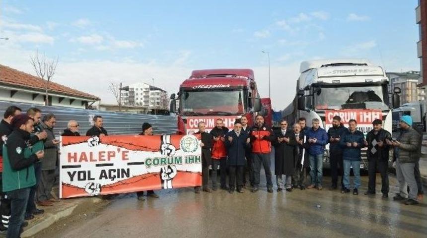 &Ccedil;orum&rsquo;dan Halep&rsquo;e 5 Tır Yardım