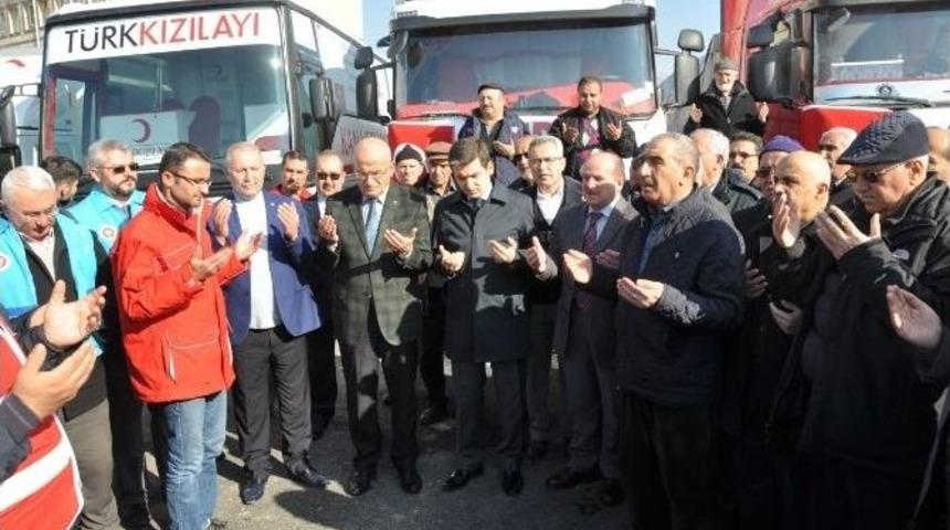 &Uuml;rg&uuml;p&rsquo;ten Halep&rsquo;e Giden Yardım Tır&rsquo;ları Dualarla Uğurlandı