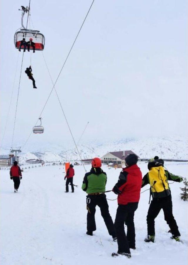 Kayak Merkezinde G&uuml;venlik Tatbikatı 2