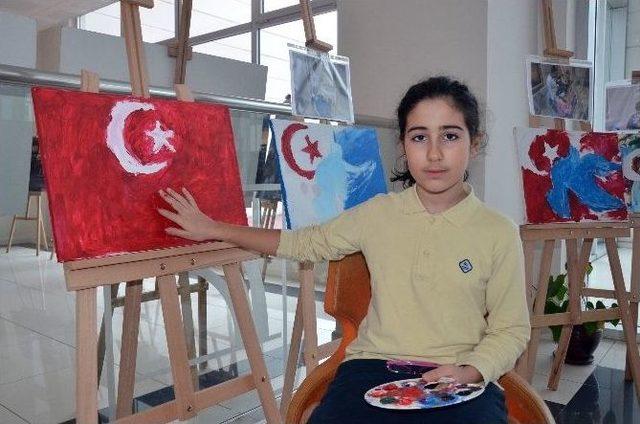 (&ouml;zel Haber) G&ouml;rme Engelli &Ouml;ğrenciler 15 Temmuz&rsquo;un Resmini Yaptı 3