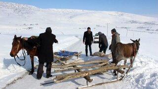 Ulaşımlarını Kızakla Sağlıyorlar