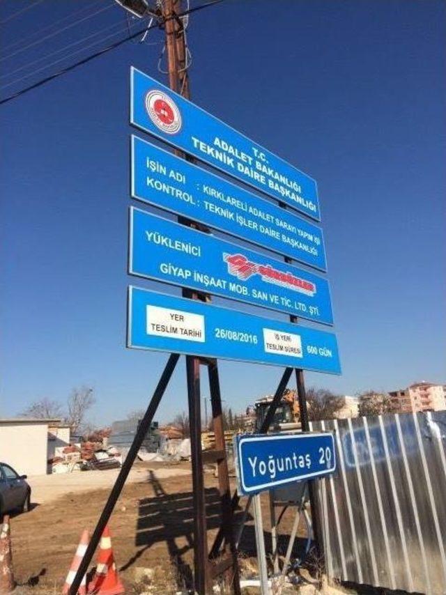 Kırklareli Adalet Sarayı’nın Yapım Çalışmaları Devam Ediyor