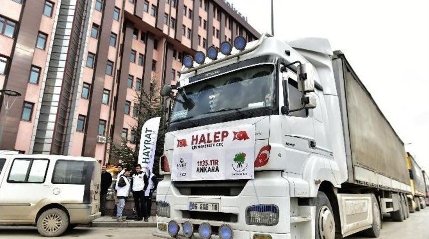 Tırlar Halepli Mazlumlar İ&ccedil;in Yola &Ccedil;ıktı
