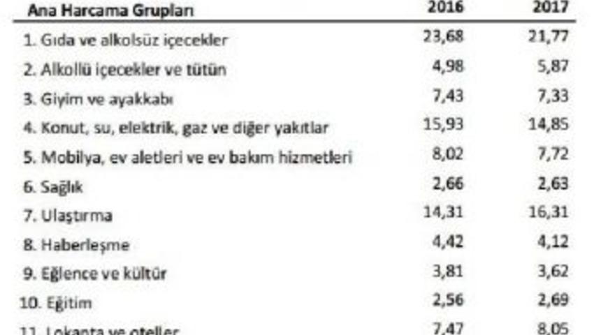 Yeni Enflasyon Sepetinde Gıdanın Ağırlığı D&uuml;şt&uuml;, T&uuml;t&uuml;n-Alkol&uuml;n Ağırlığı Arttı-T&uuml;ik