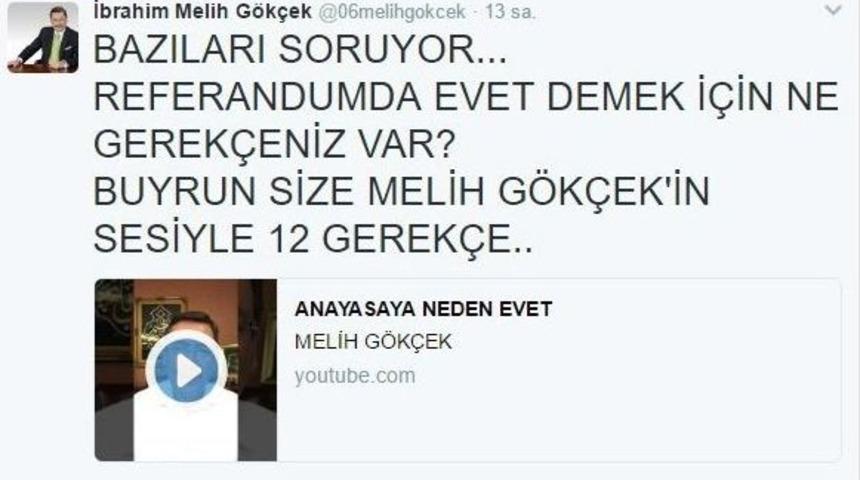 Başkan G&ouml;k&ccedil;ek&rsquo;ten Referandumda "evet" İ&ccedil;in 12 Gerek&ccedil;e