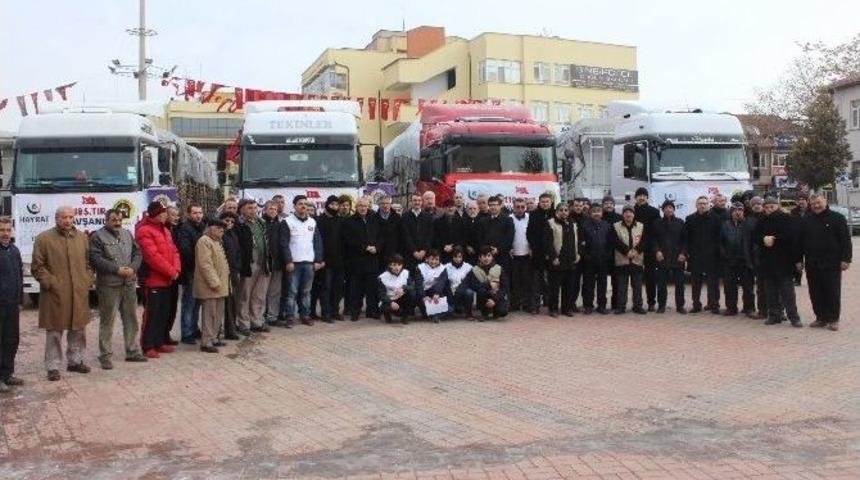 Tavşanlı&rsquo;dan Halep&rsquo;e 5 Tır Yardım Malzemesi