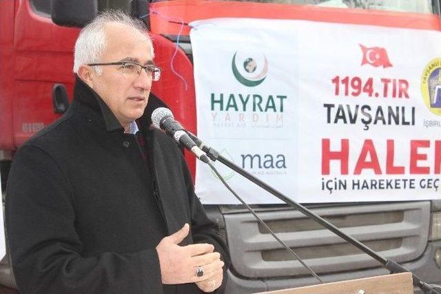 Tavşanlı’dan Halep’e 5 Tır Yardım Malzemesi