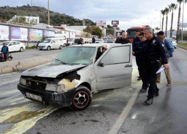 Tamirciye Götürdüğü Otomobilinde Yangın Çıktı