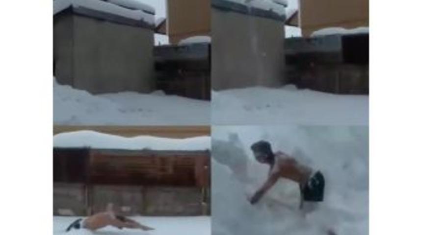 Yarı &Ccedil;ıplak Kara Atlayan Ağrılı Gen&ccedil; Fenomen Oldu