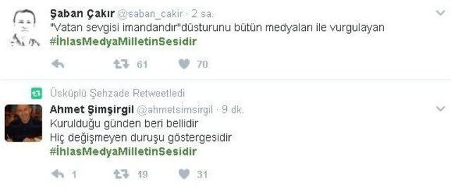 Vatandaşlardan İhlas Medya’ya ‘‘hashtag’’ Desteği