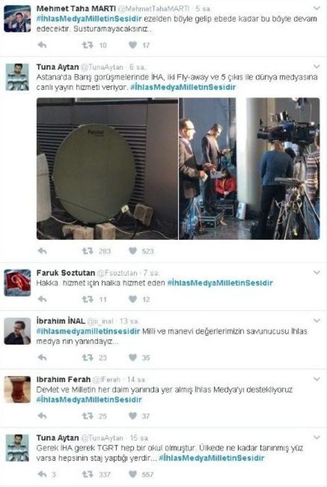 Vatandaşlardan İhlas Medya’ya ‘‘hashtag’’ Desteği