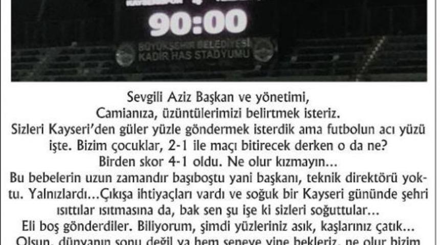 Kayserispor Taraftarından Aziz Yıldırım Ilanla G&ouml;nderme