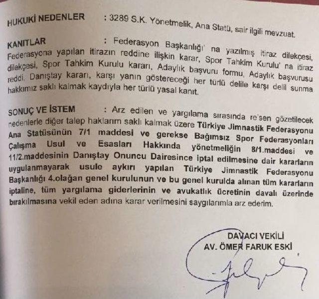 Türkiye Cimnastik Federasyonu Genel Kurulu'na Iptal Davası Açıldı