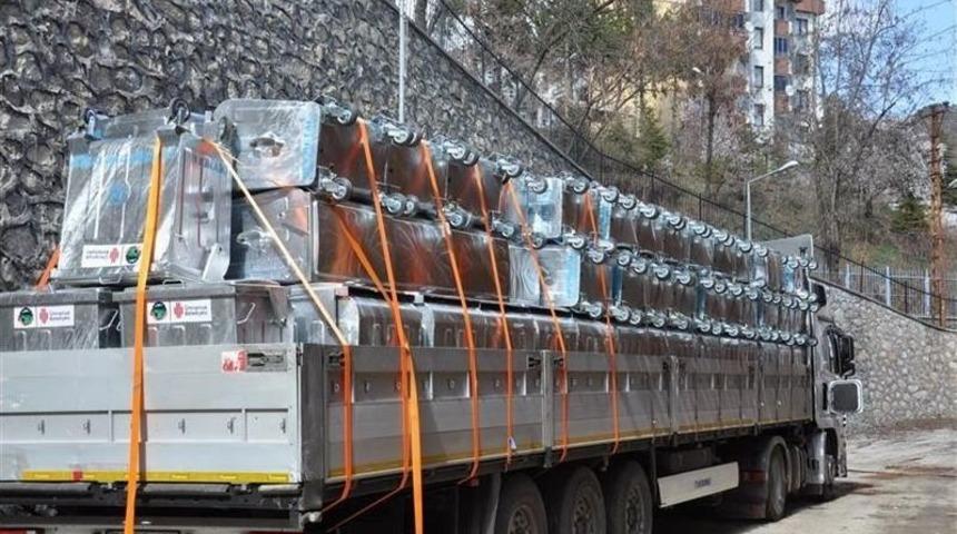 Tunceli&rsquo;ye 125 Adet &Ccedil;&ouml;p Konteyneri Hibe Edildi