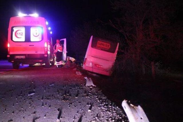 Tur Otobüsü Sürücüsü Köpeğe Çarpmamak Için Manevra Yaptı: 15 Yaralı