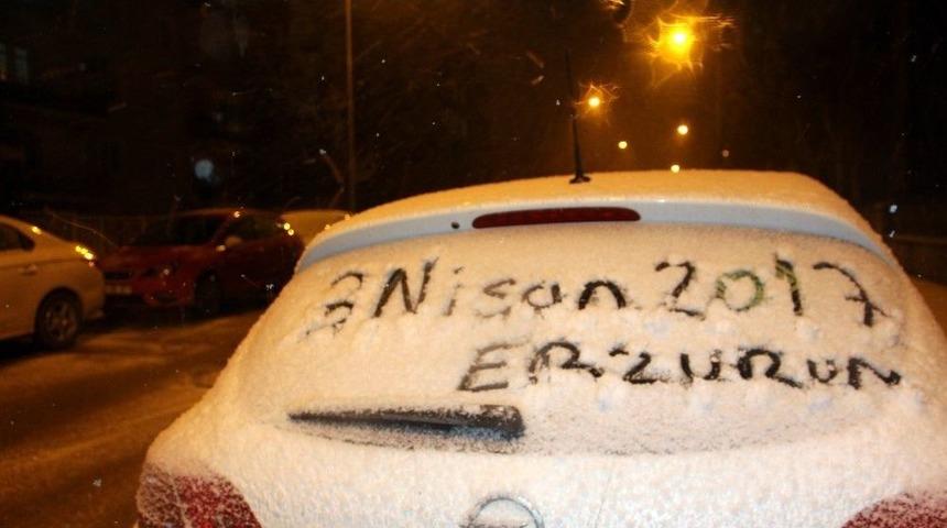Erzurum&rsquo;a Nisan Karı