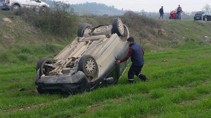 Kamyonet Buğday Tarlasına Devrildi: 1 Yaralı