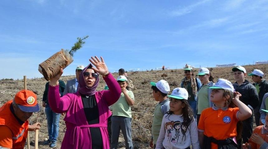 Korkuteli İl&ccedil;esinde Bin 200 Fidanı Toprakla Buluştu