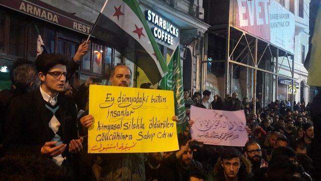 Beyoğlu’nda İdlib Protestosu