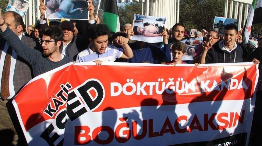 İdlib&rsquo;teki Saldırı Batman&rsquo;da Protesto Edildi