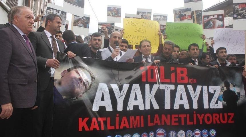 Ağrı Memur-sen&rsquo;e Bağlı Sendikalar Cuma Namazı Sonrası Suriye&rsquo;nin İdlip Kentinde Yaşanan Saldırıları Kınadı