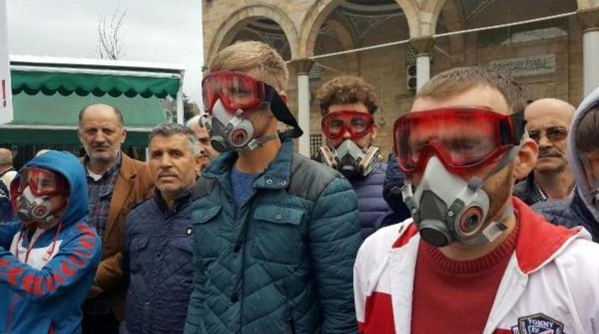 D&uuml;zce'de Gaz Maskeli İdlip Protestosu