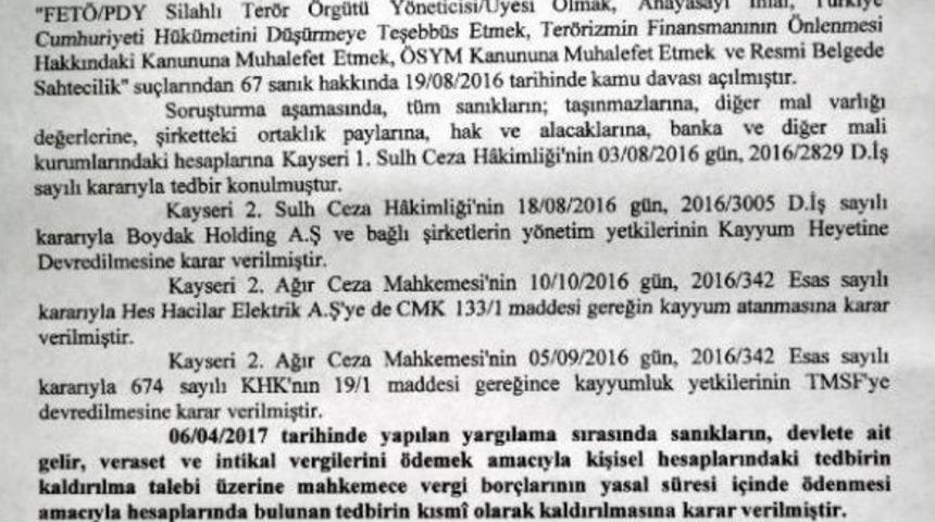 Boydak&rsquo;Ların Hesaplarındaki Tedbir Vergi &Ouml;deyebilmeleri I&ccedil;in Kısmen Kalktı