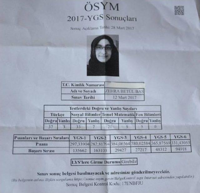 Astım Hastası Zehra'nın Iptal Edilen Ygs Sınavı Geçerli Sayıldı