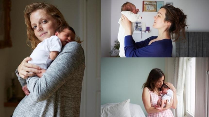 Bir g&uuml;nl&uuml;k bebekleriyle poz verdiler!