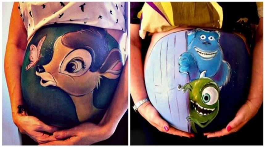 Tuval yerine hamile kadınların g&ouml;beğini kullanıyor!