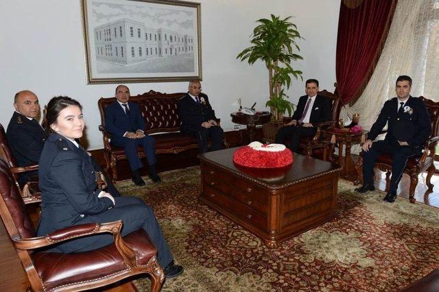 Vali Topaca, Emniyet M&uuml;d&uuml;r&uuml; Karaaslan&rsquo;ı Kabul Etti 3