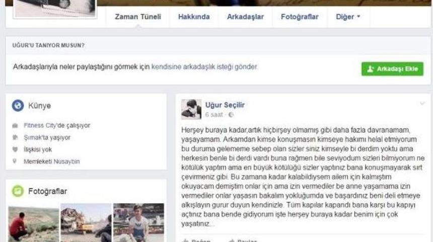 Liseli Uğur, 'hakkımı Helal Etmiyorum' Yazıp Intihar Etti