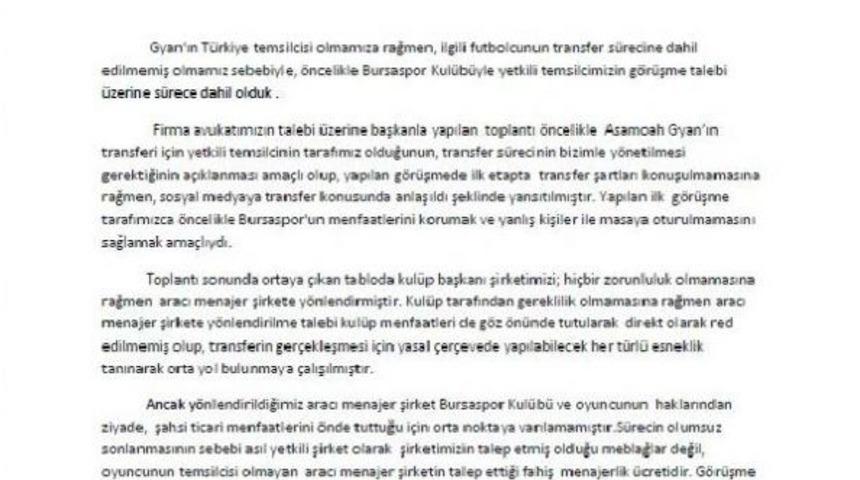 Gyan'ın T&uuml;rkiye Temsilcisinden Bursaspor Başkanı Ali Ay'a Cevap