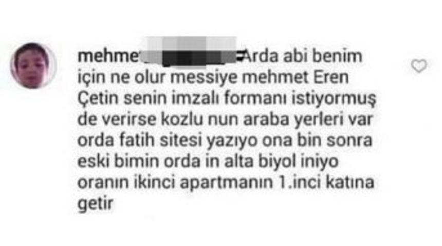 K&uuml;&ccedil;&uuml;k Mehmet&rsquo;ten Arda Turan&rsquo;a Forma Siparişi