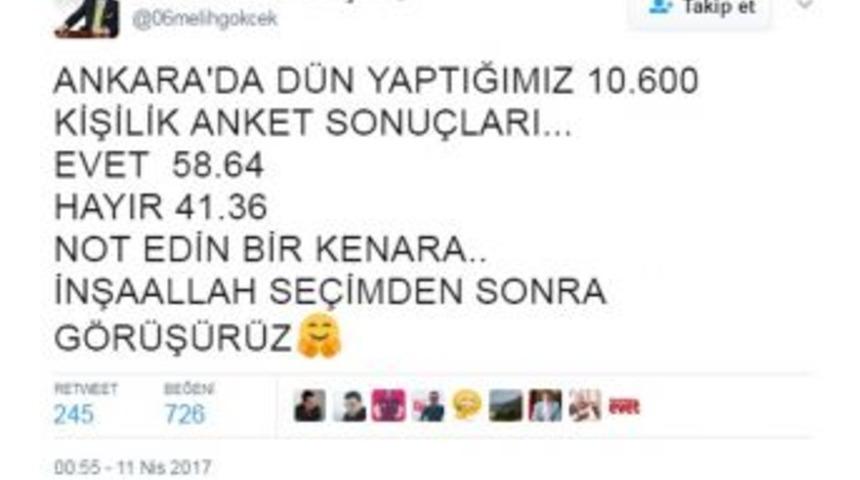 Ankara B&uuml;y&uuml;kşehir Belediye Başkanı G&ouml;k&ccedil;ek Son Referandum Anketini A&ccedil;ıkladı