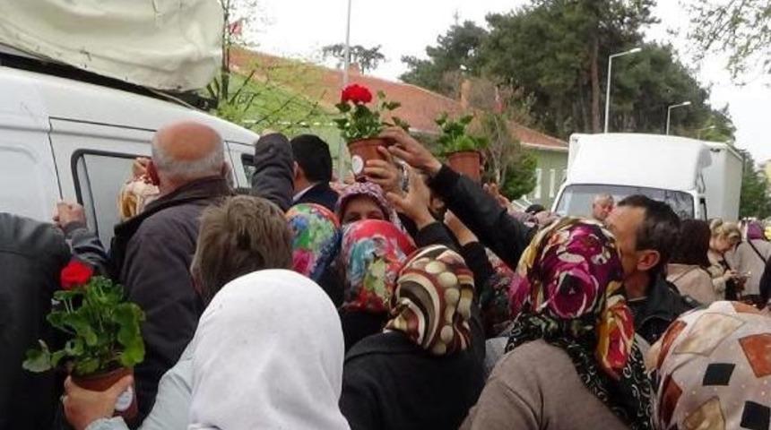 Evet Kampanyasında &Ccedil;i&ccedil;ek Izdihamı