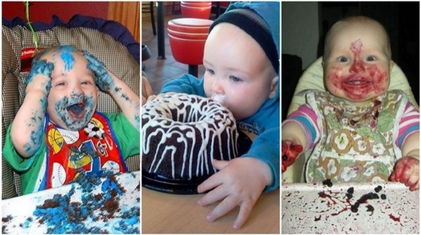 Bebeklerin pastayla imtihanı