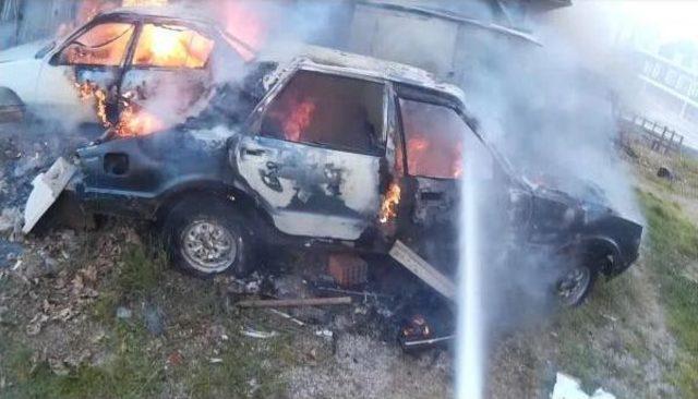 Hurda Otomobil Yangınında 4 G&uuml;vercin Telef Oldu 1