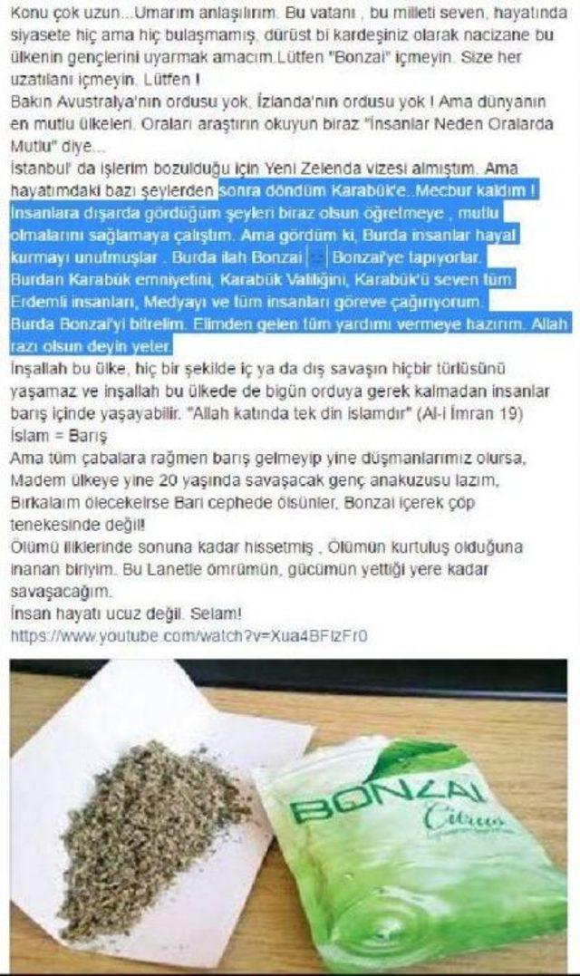 Sosyal Medyada Bonzai Ile Mücadele Çağrısı Yaptı, Esrarla Yakalandı