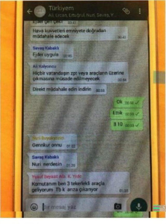 Darbecilerin  t&uuml;rkiyem  Adlı Whatsapp Grubundaki Yazışmaları Iddianamede 2