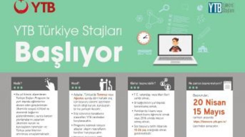 "ytb T&uuml;rkiye Stajları" Programına Başvurular 15 Mayıs&rsquo;ta Sona Eriyor
